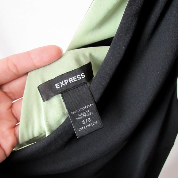 Sexy Vtg 90s Express One Shoulder Style Little Black Dress Midi Side Slit- 5/6. - Picture 6 of 10